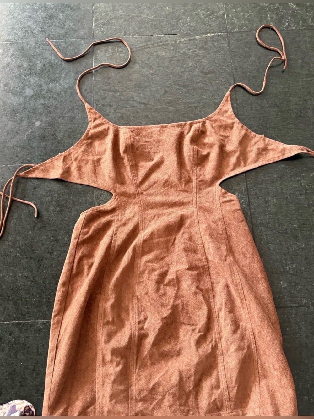 Lioness Brown Suede-Effect Spaghetti Strap Dress - Picture 2 of 3
